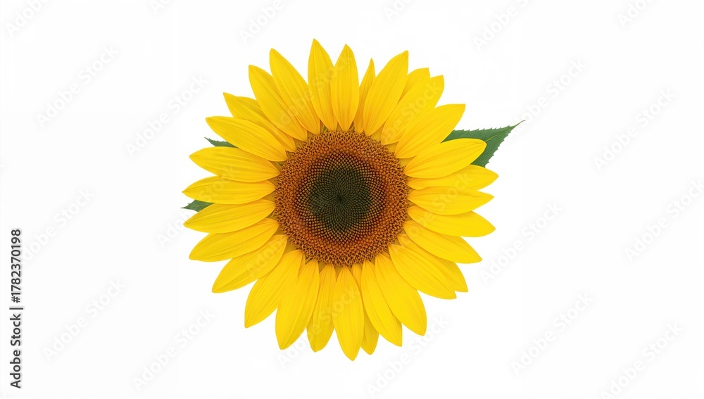 Fototapeta premium Bright yellow sunflower petals isolated against a white backdrop, ideal for editorial header background