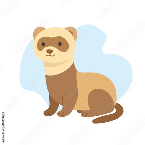 curious creature displays playful and agile behavior, graceful ferret with mask appears eager and adventurous, sleek mustelid in poised stance exhibits curiosity and lively exploration