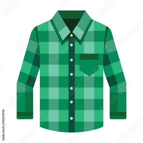 Green Plaid Long Sleeve Shirt Icon Stylish Apparel Fashionable Garment