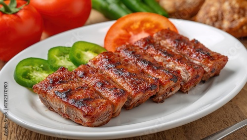 Grilled pork skewers with t...