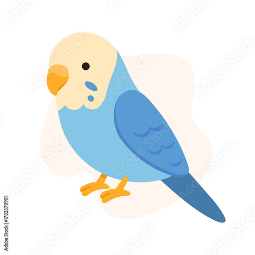 charming blue parakeet, beautifully colored small bird gazing calmly in soft shades, delightful illustration of gentle blue parakeet perched serenely amidst pastel colors