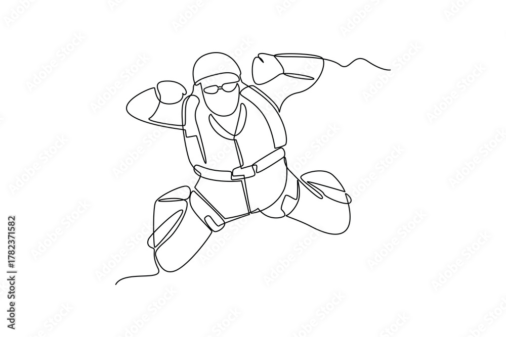 Fototapeta premium Simple continuous line drawing of all about paragliding activity. simple line, creativity designer. Vector, Designer.