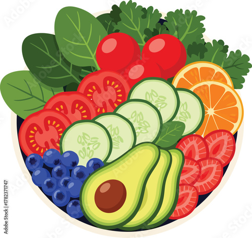 Vibrant vegan salad bowl with fresh healthy ingredients that will inspire wholesome eating and wellness, perfect for nutrition campaigns and food blogs