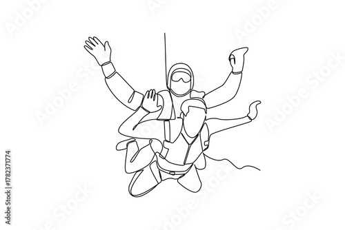 Simple continuous line drawing of all about paragliding activity. simple line, creativity designer. Vector, Designer.