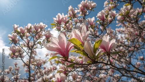 Amidst springtime, magnolia...