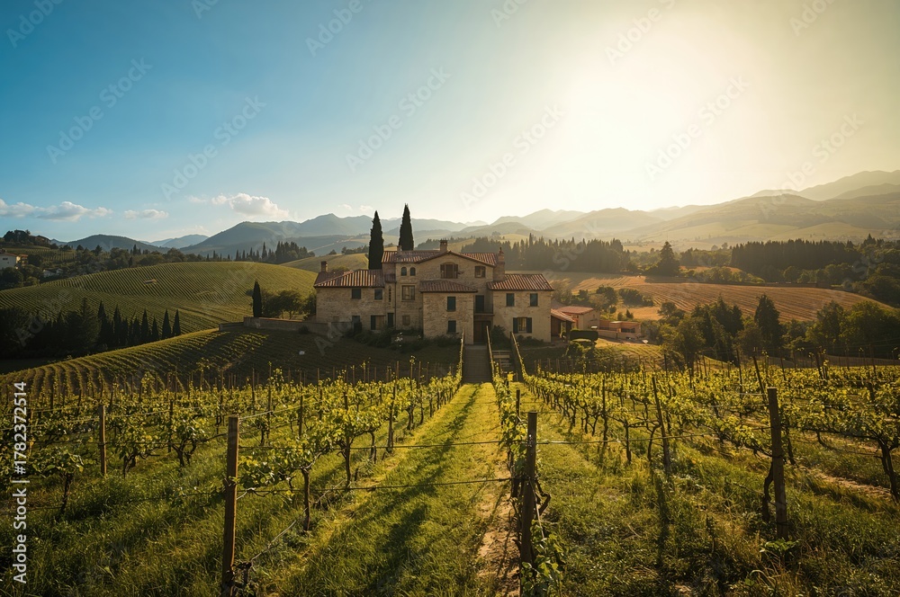 Fototapeta premium Grapevine estate in a renowned Italian wine district