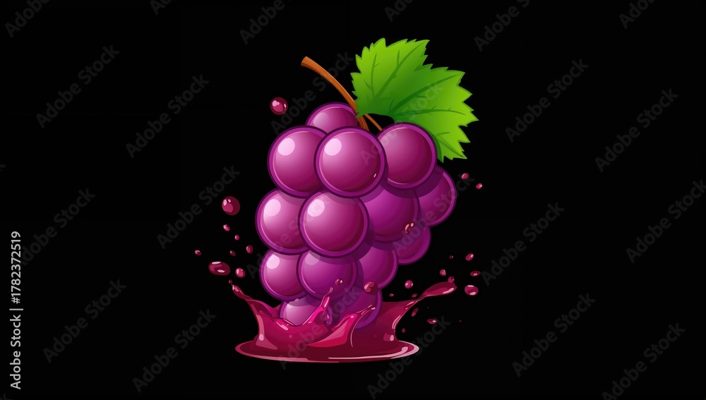 Obraz premium Cartoon illustration of grapes, suitable for educational materials, World Health Day