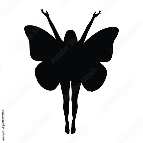 Silhouette of a woman with butterfly wings fairy