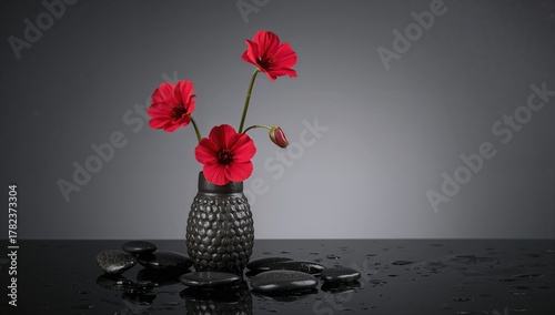 Arrangement of Three Red Bl...