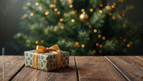 A gift box adorned with wra...