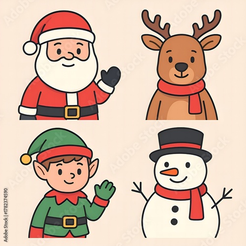 Cute Christmas Characters Set