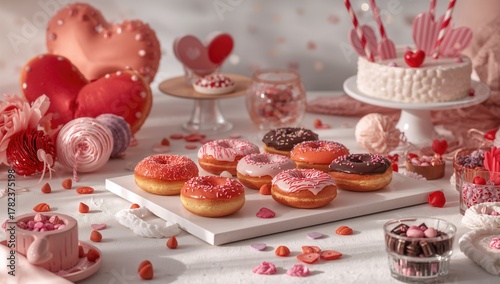 Colored doughnuts arranged ...