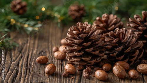 Cedar cones and pine nuts a...