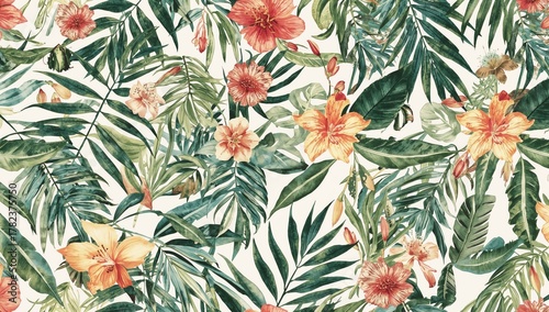Seamless tropical 2D illust...