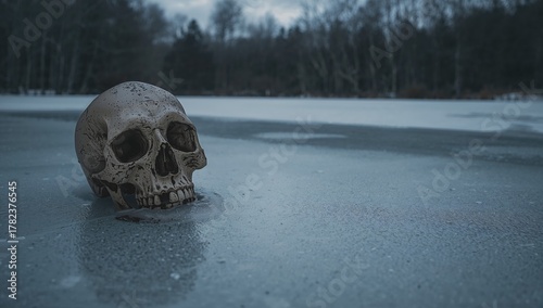 Human skull resting on a fr...