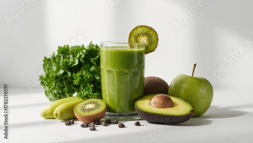 Healthy green smoothie and ...