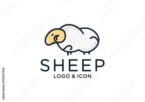 sheep minimalist logo icon design vector