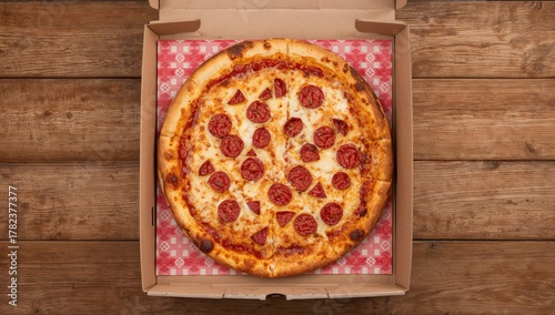 Cheesy pizza topped with sp...