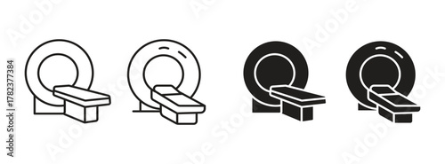 MRI and CT Scanner icon. Medical imaging. Radiology doctor. Healthcare service. innovative healthcare technology and diagnostic equipment symbol. vector illustration.
