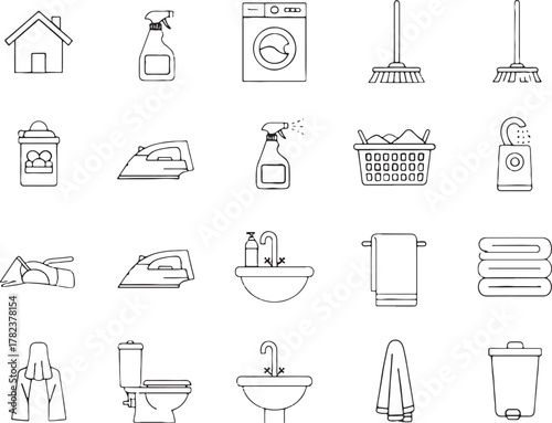 Collection of cleaning and hygiene icons