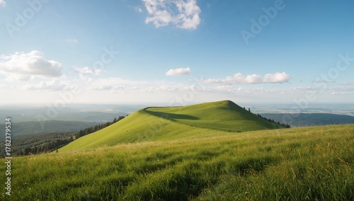 Fototapeta Naklejka Na Ścianę i Meble -  Mountain landscape in summer with a clear blue sky created by AI technology