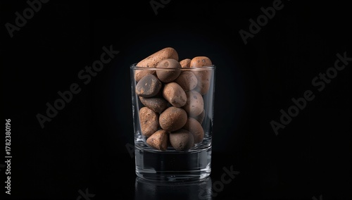 Glass filled with stones ag...