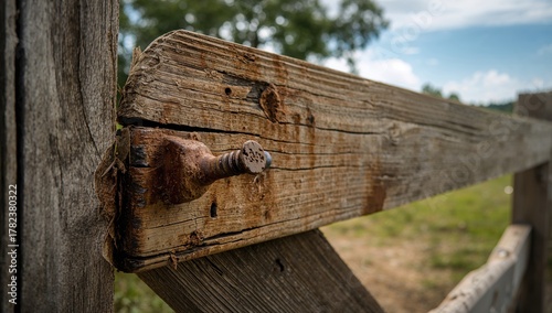 Closeup of a rusty screw an...
