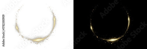 Принти на полотні Sparkling golden ring with dust particles, glitter effect and shiny aura halo