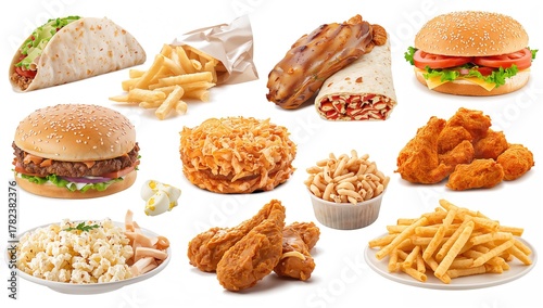Assortment of fast foods di...