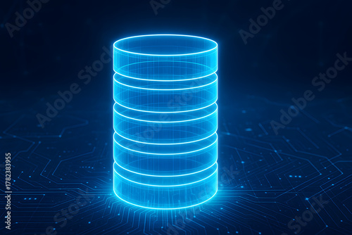 Digital database structure with glowing layers