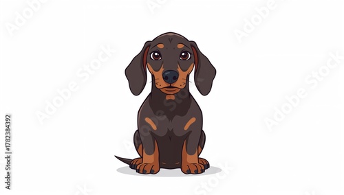 Adorable dachshund puppy si...