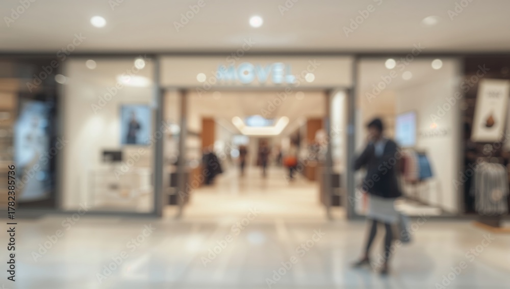 Fototapeta premium Abstract blurred background of a commercial space with modern design elements