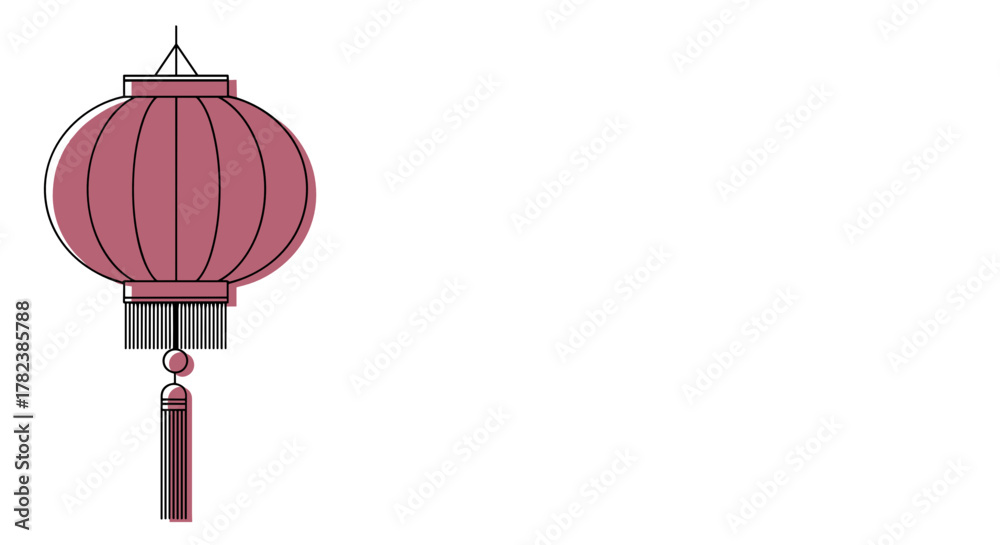 Obraz premium Pink decorative lantern in minimalist style representing lunar new year line art 