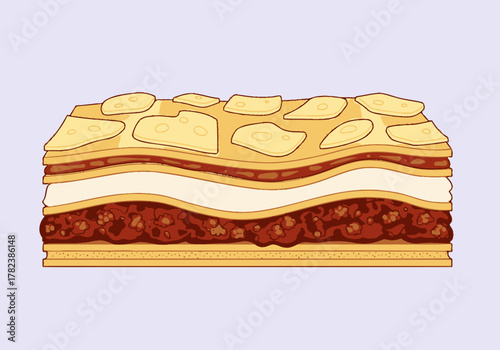 Lasagna Cross-Section Illustration A Delicious Italian Dish