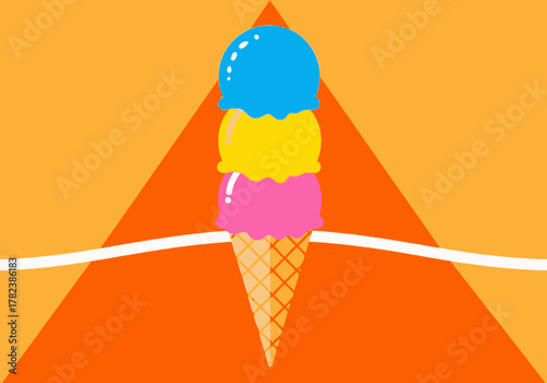 Colorful Ice Cream Cone Illustration A Sweet and Delightful Treat for Summer or Any Occasion