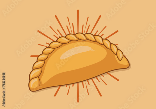Delicious Empanada Pastry with Filling Surrounded by Golden Rays