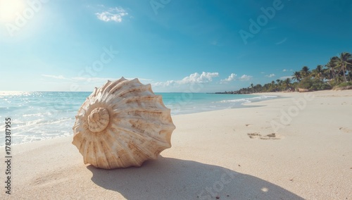 Coastal shell resting on sa...