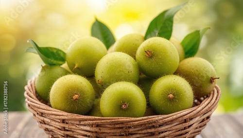 A basket filled with kiwifr...