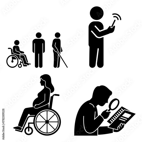 Pictogram of people with disabilities and special needs