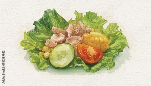 Tuna salad with lettuce, cu...