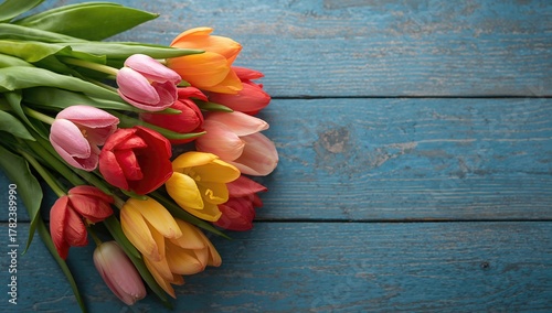 Colorful tulips arranged on...