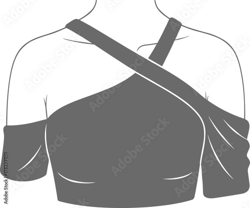 Fashion vector illustration of a woman's top with cold shoulder cutouts and a modern crossover halter strap neckline, apparel clothing design element isolated on white.