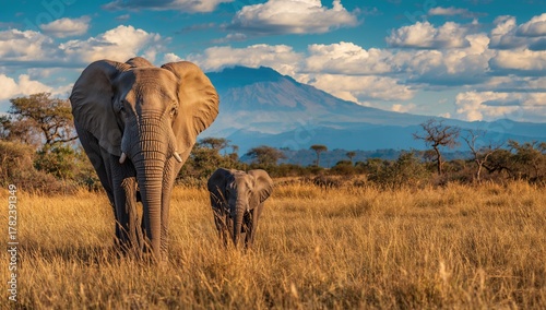 Herd of elephants roaming t...