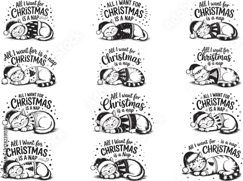 Sarcastic Funny Christmas Lazy Cat