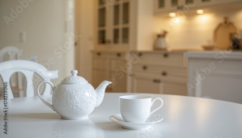 White porcelain teapot and ...