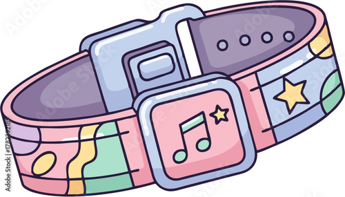 Cartoon Music Smartwatch Colorful, Fun Wearable Tech Illustration