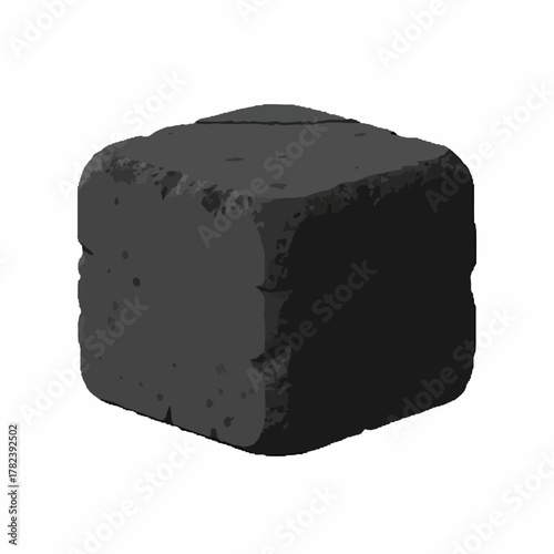 Charcoal cube on white background