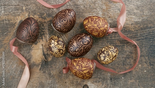 Chocolate Easter Eggs on Ru...