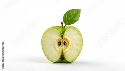 Green apple with a leaf and...