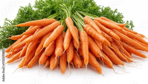 Heap of whole carrots on a ...